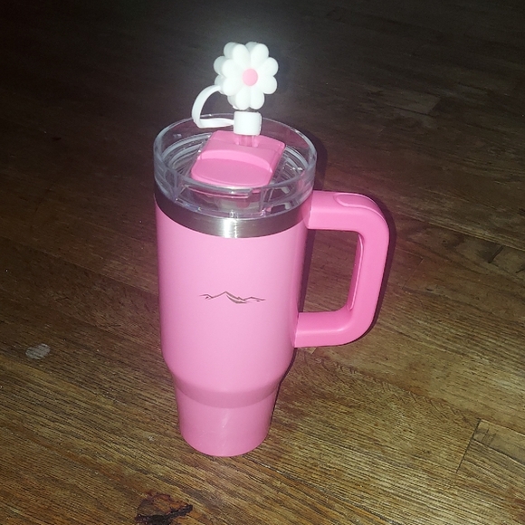 Other - Pink Tumbler with Flower Straw